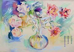 Rosen in der Vase, energisch gemalt