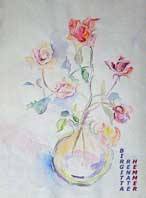 weiße Rosen in der Vase, zart gemalt