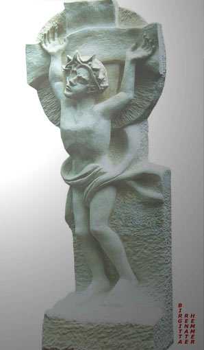 Escultura en piedra que generalmente representa un hombre que sufre